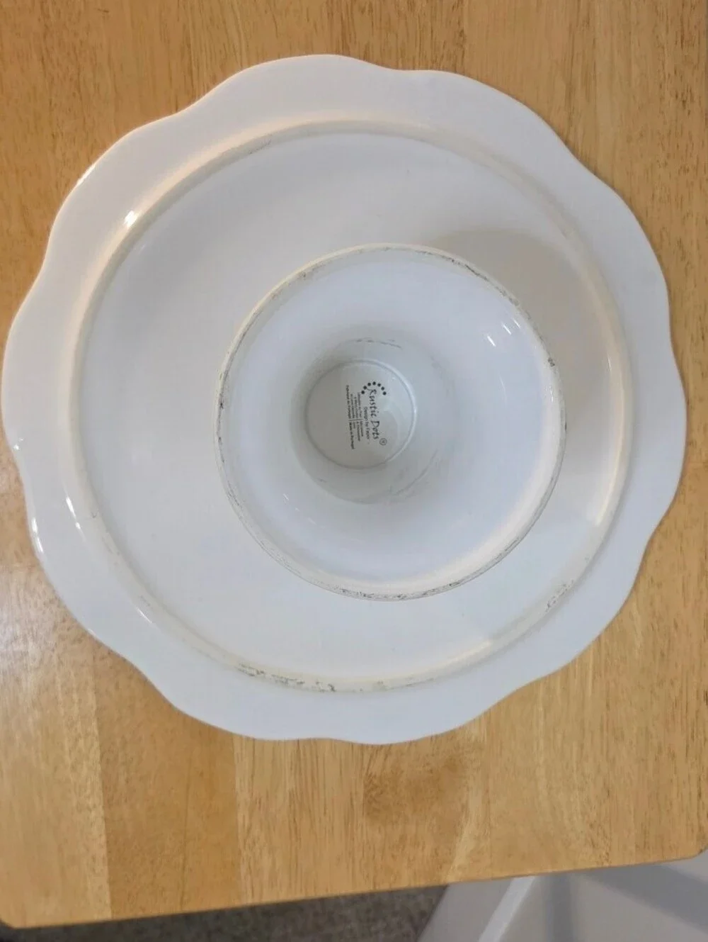 Rustic Dots White 13 in Pedestal Cake Stand